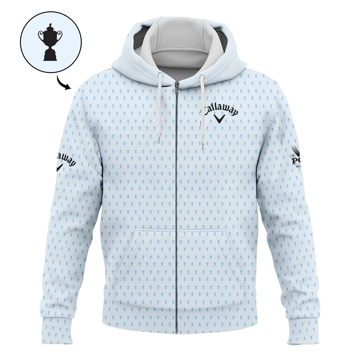 PGA Championship Valhalla Sports Callaway Zipper Hoodie Shirt Cup Pattern Light Blue Pastel All Over Print Zipper Hoodie Shirt