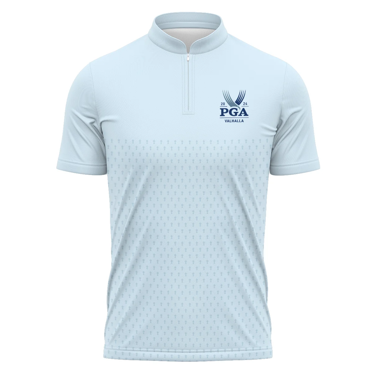 PGA Trophy Pattern Light Blue 2024 PGA Championship Valhalla Ping Polo Shirt Mandarin Collar Polo Shirt