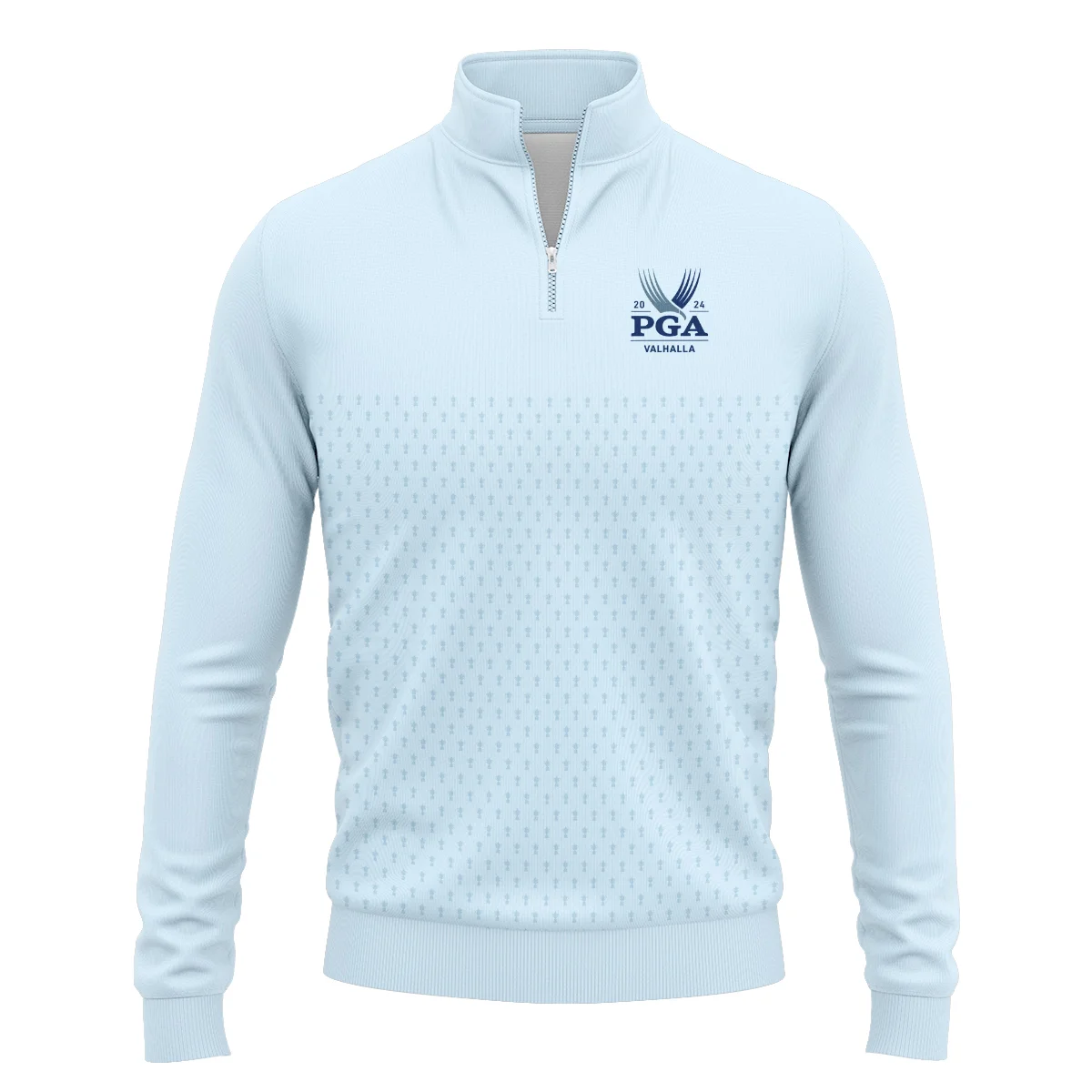 PGA Trophy Pattern Light Blue 2024 PGA Championship Valhalla Ping Quarter-Zip Jacket Style Classic Quarter-Zip Jacket