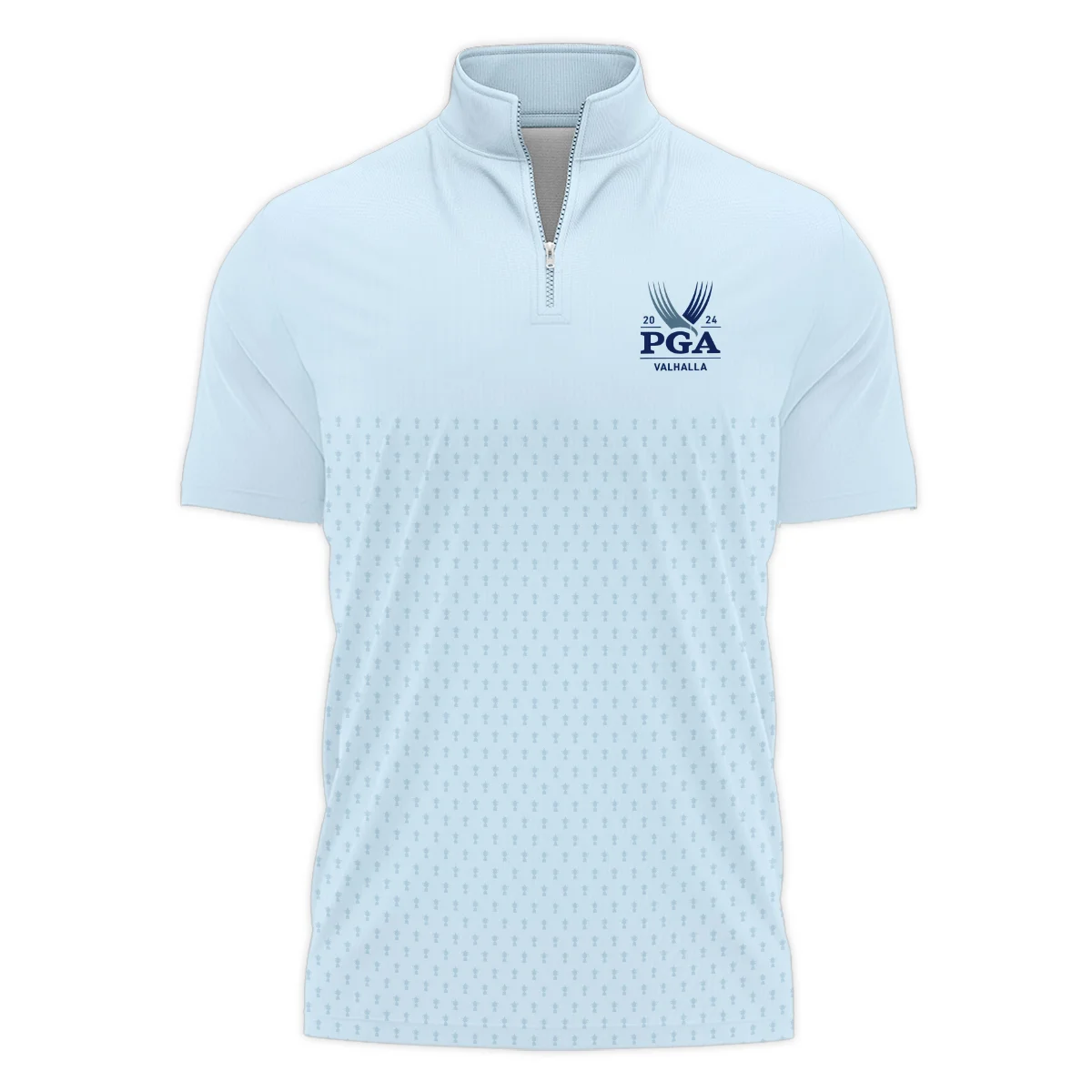 PGA Trophy Pattern Light Blue 2024 PGA Championship Valhalla Ping Style Classic, Short Sleeve Polo Shirts Quarter-Zip