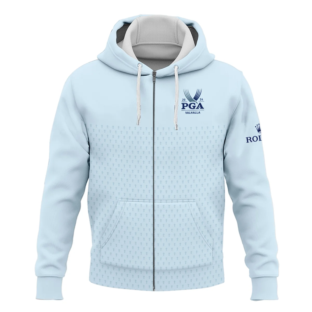 PGA Trophy Pattern Light Blue 2024 PGA Championship Valhalla Rolex Zipper Hoodie Shirt Style Classic Zipper Hoodie Shirt