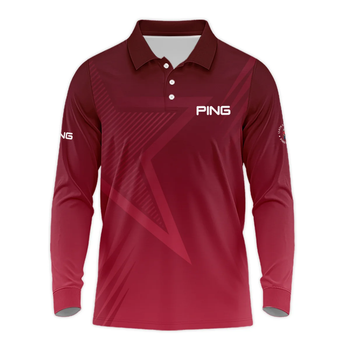 Ping 124th U.S. Open Pinehurst Golf Sport Long Polo Shirt Star Gradient Red Straight Pattern Long Polo Shirt For Men