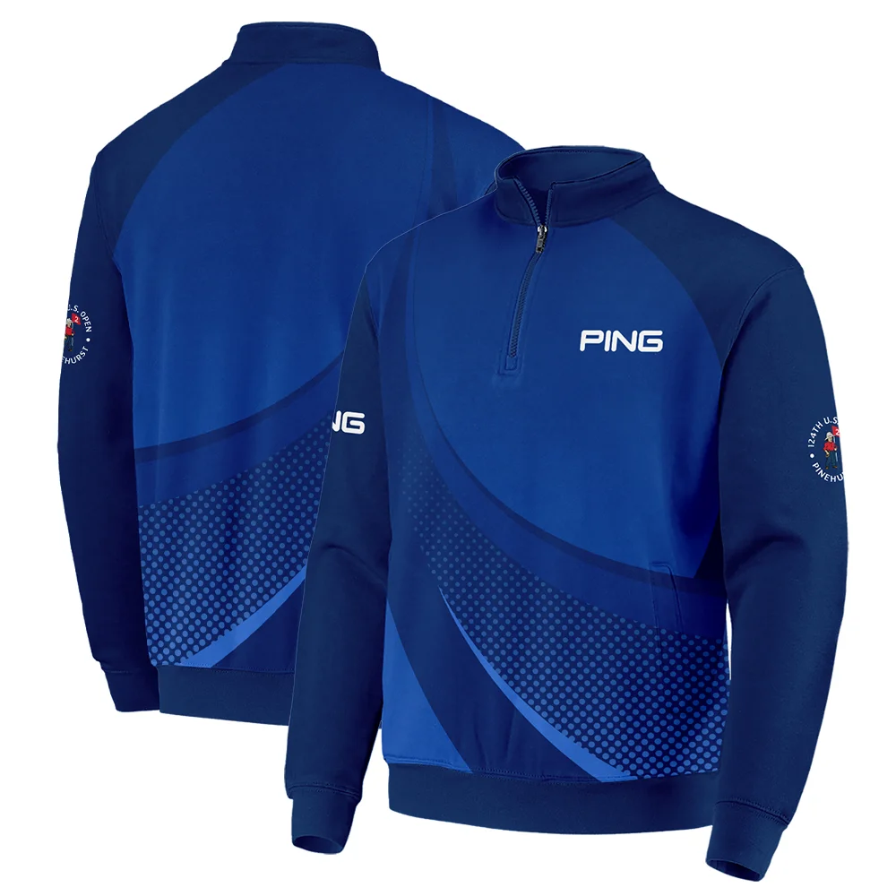 Ping 124th U.S. Open Pinehurst Golf Sport Quarter-Zip Jacket Dark Blue Gradient Halftone Pattern All Over Print Quarter-Zip Jacket