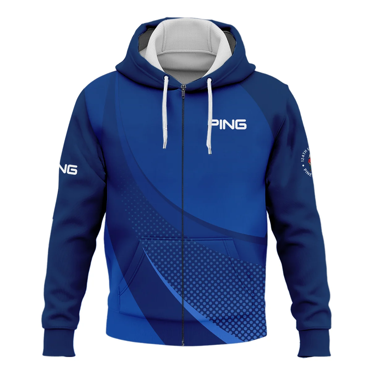 Ping 124th U.S. Open Pinehurst Golf Sport Zipper Hoodie Shirt Dark Blue Gradient Halftone Pattern All Over Print Zipper Hoodie Shirt