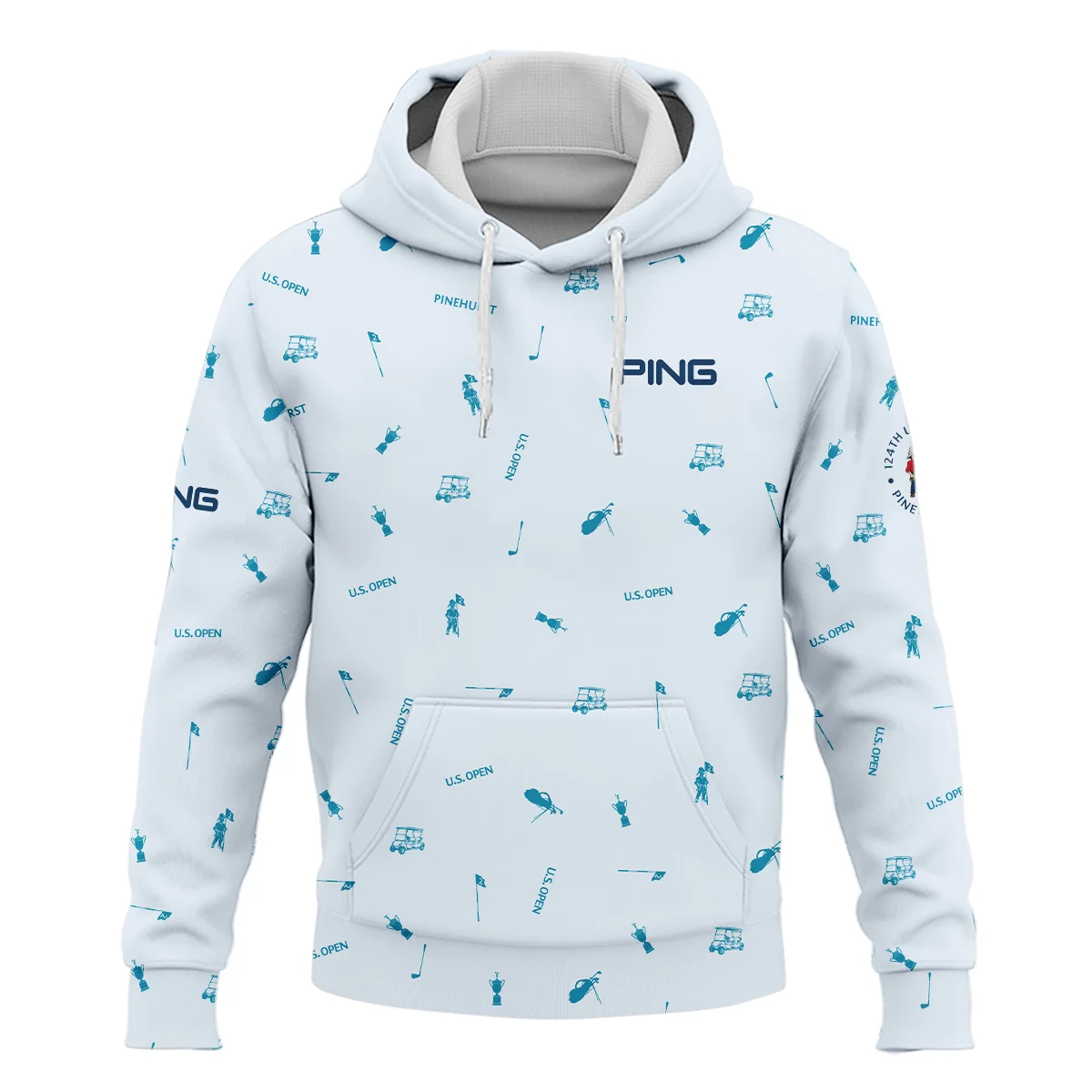 Ping 124th U.S. Open Pinehurst Hoodie Shirt Light Blue Pastel Golf Pattern All Over Print Hoodie Shirt