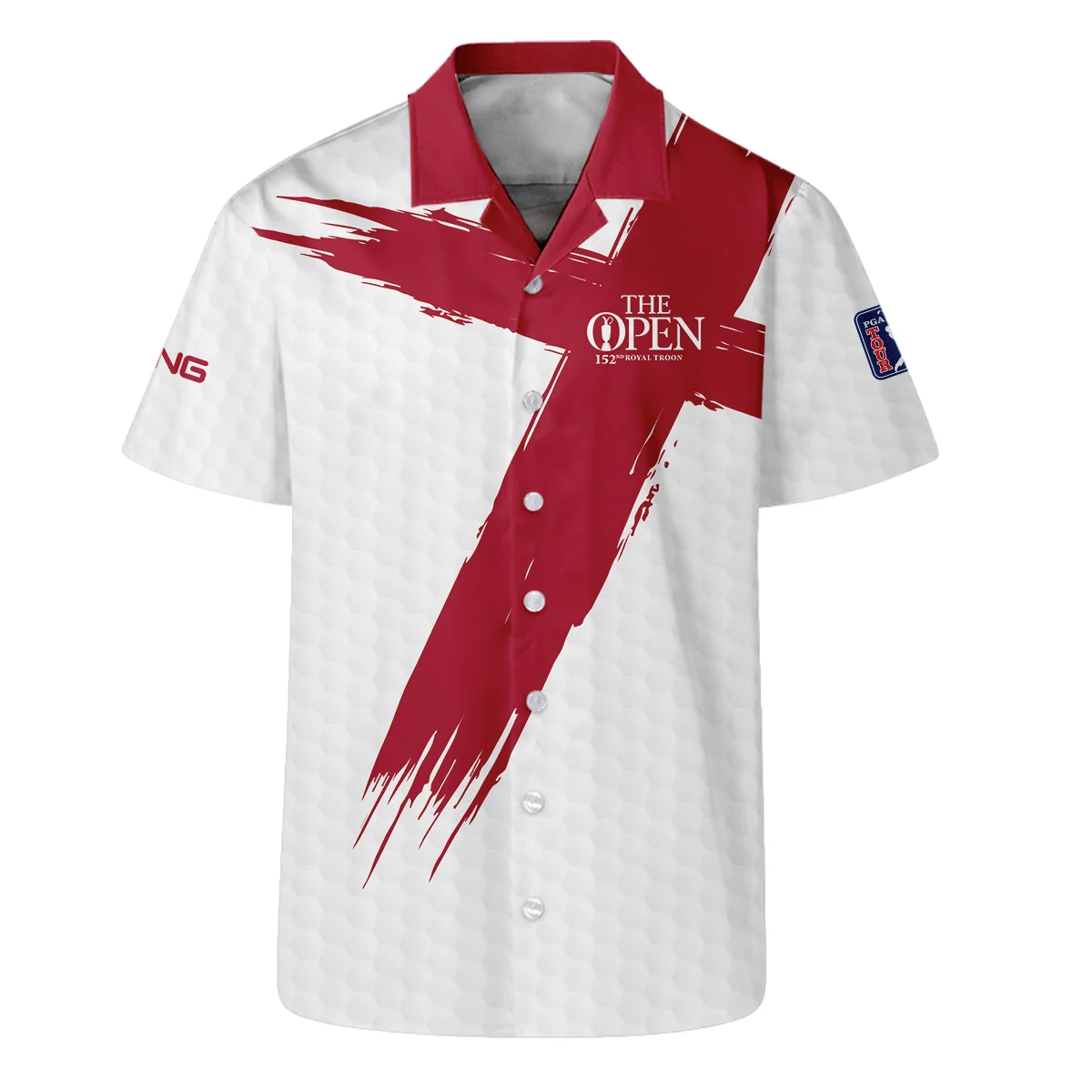 Ping 152nd The Open Championship Golf Sport Hawaiian Shirt Red White Golf Pattern All Over Print Oversized Hawaiian Shirt