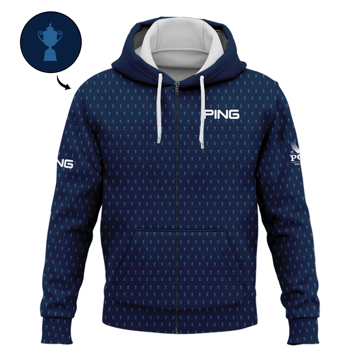 Ping 2024 PGA Championship Golf Zipper Hoodie Shirt Dark Blue Gradient Pattern All Over Print Zipper Hoodie Shirt