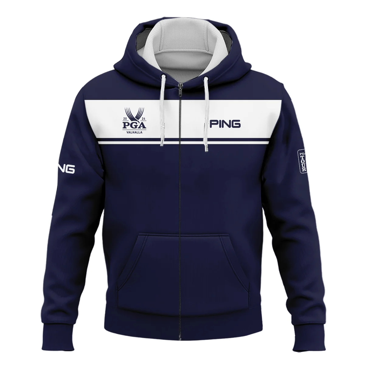 Ping 2024 PGA Championship Golf Zipper Hoodie Shirt Sports Dark Blue White All Over Print Zipper Hoodie Shirt