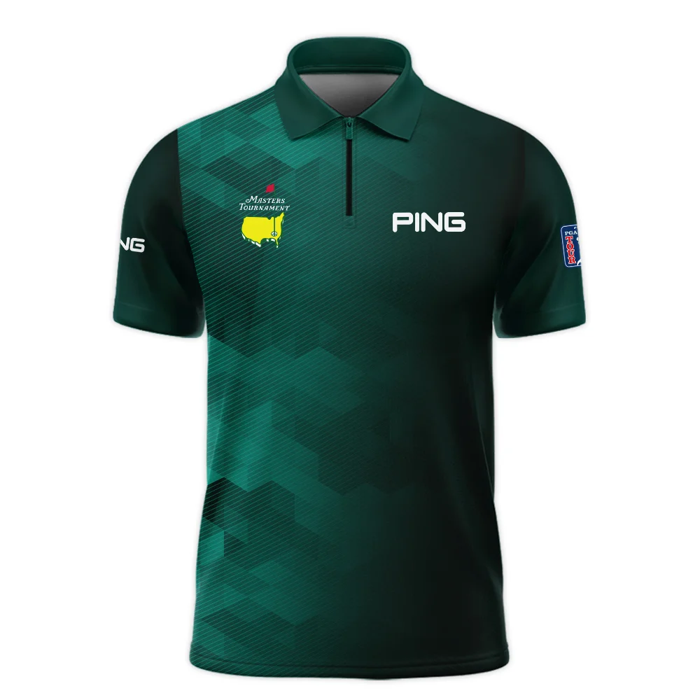 Ping Golf Sport Dark Green Gradient Abstract Background Masters Tournament Zipper Polo Shirt Style Classic Zipper Polo Shirt For Men