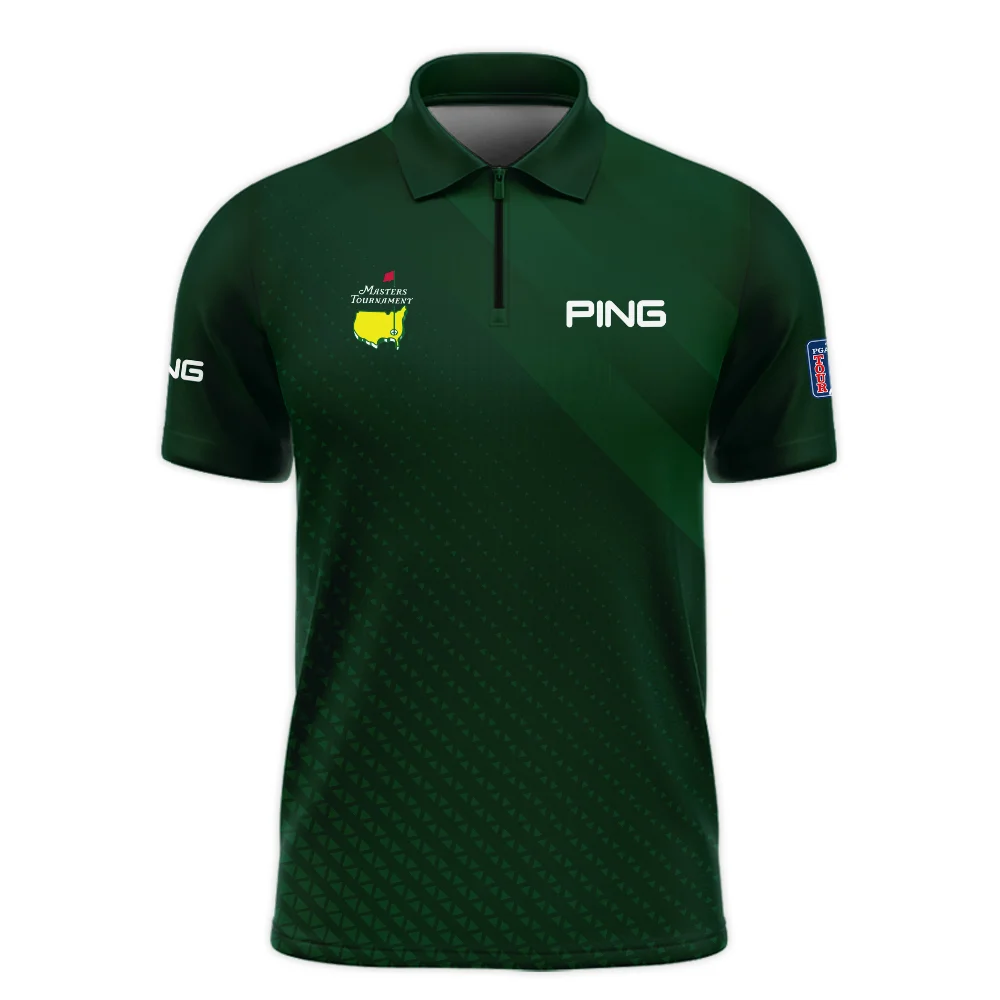 Ping Gradient Dark Green Abstract Pattern Masters Tournament Zipper Polo Shirt Style Classic Zipper Polo Shirt For Men