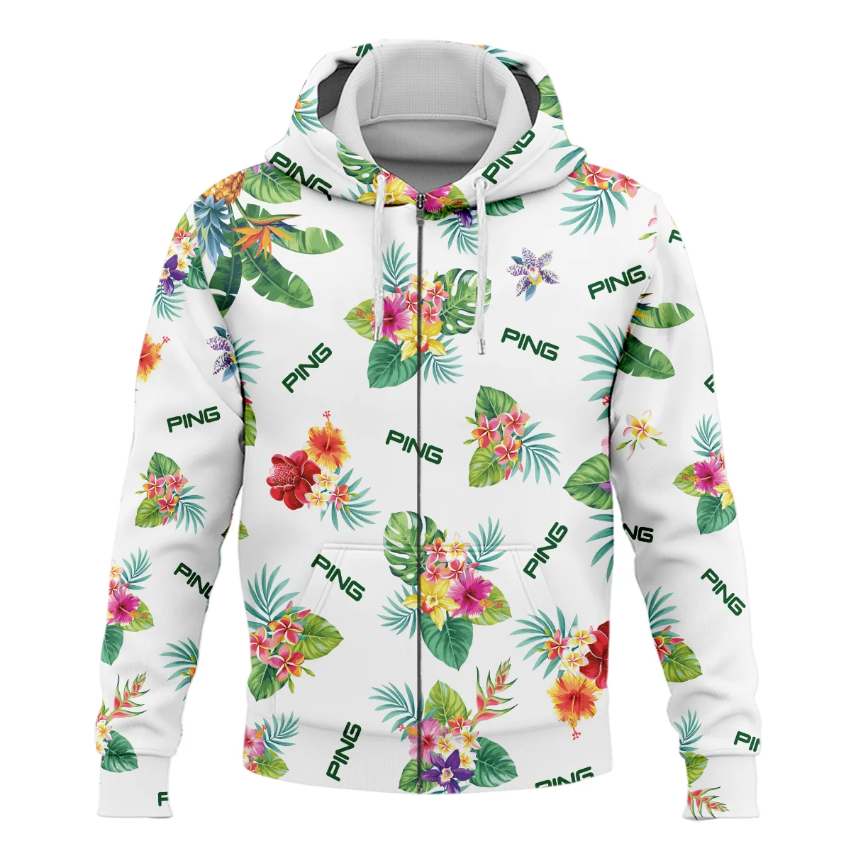 Ping Hawaiian Flower Zipper Hoodie Shirt Style Classic Zipper Hoodie Shirt