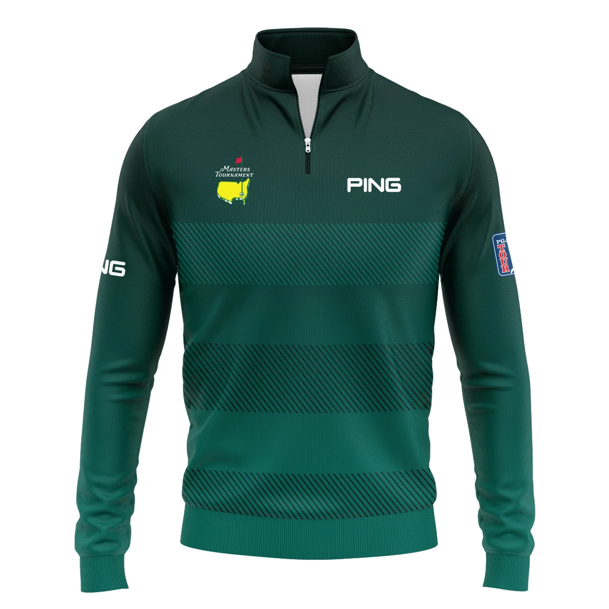 Ping Masters Tournament Dark Green Gradient Stripes Pattern Golf Sport Quarter-Zip Jacket Style Classic Quarter-Zip Jacket