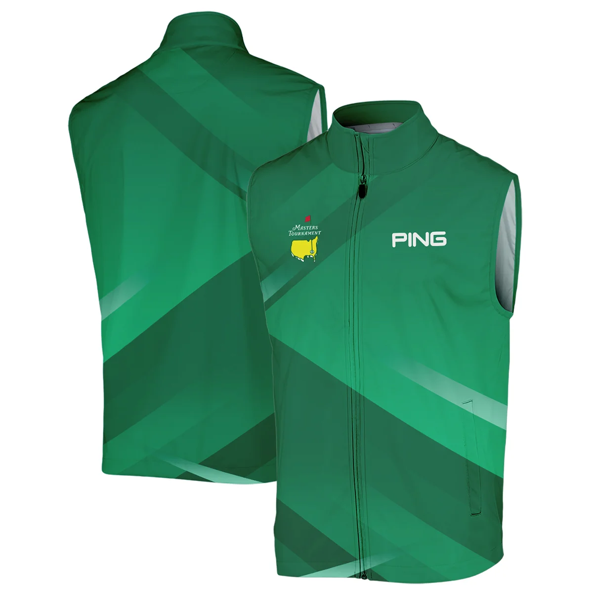 Ping Masters Tournament Golf Sleeveless Jacket Green Gradient Pattern Sports All Over Print Sleeveless Jacket