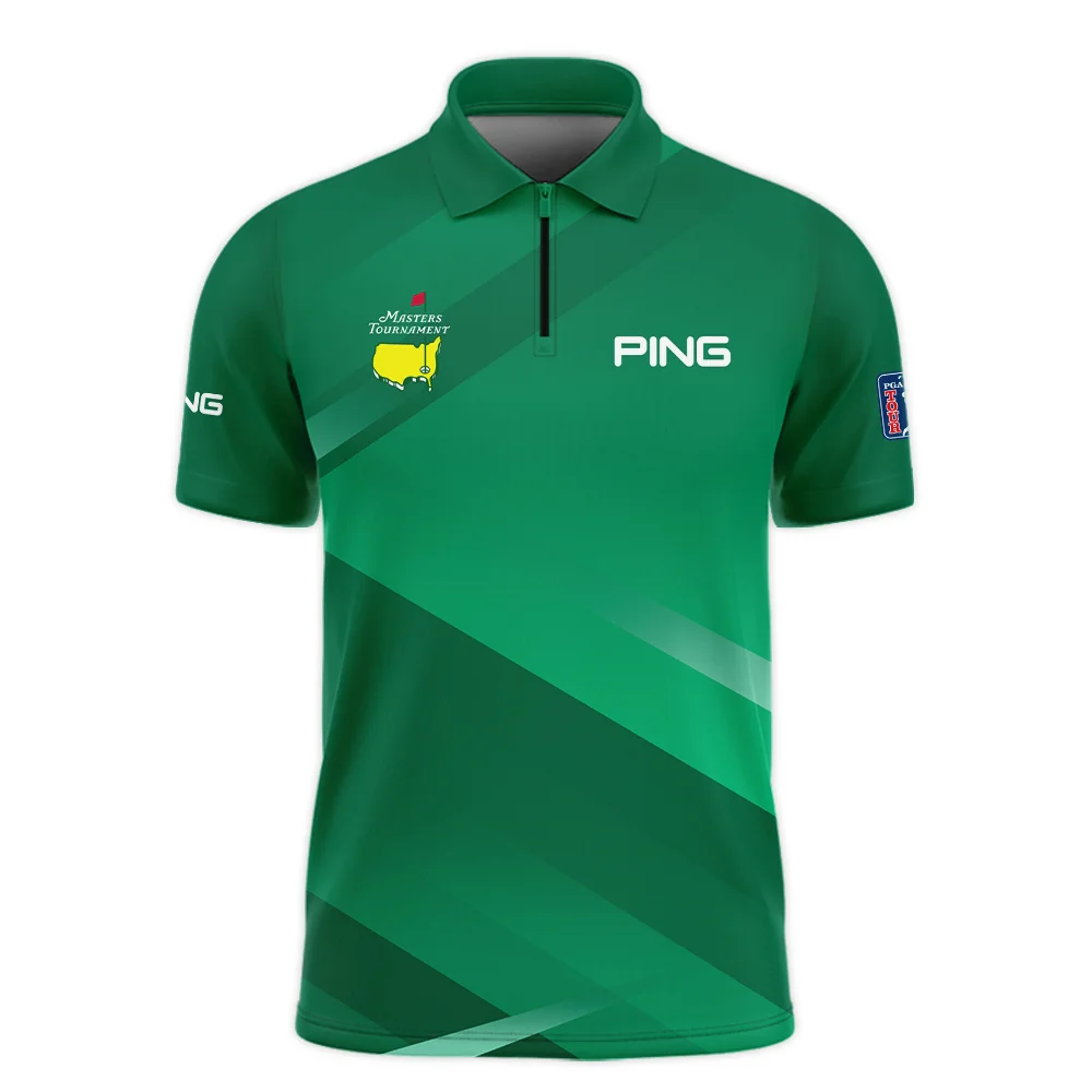 Ping Masters Tournament Golf Zipper Polo Shirt Green Gradient Pattern Sports All Over Print Zipper Polo Shirt For Men