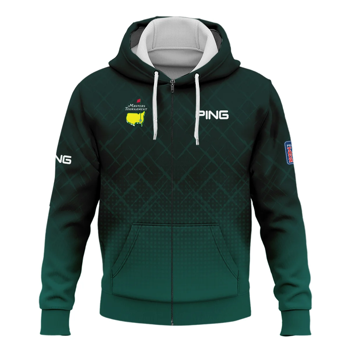 Ping Masters Tournament Sport Jersey Pattern Dark Green Zipper Hoodie Shirt Style Classic Zipper Hoodie Shirt