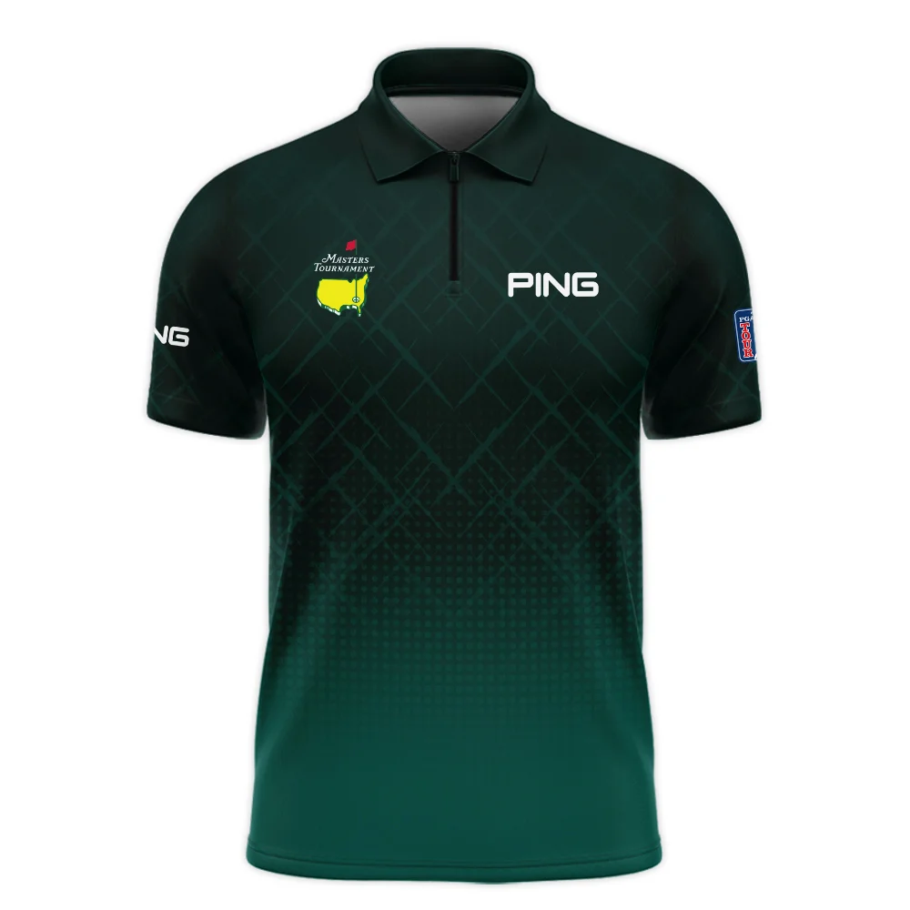 Ping Masters Tournament Sport Jersey Pattern Dark Green Zipper Polo Shirt Style Classic Zipper Polo Shirt For Men