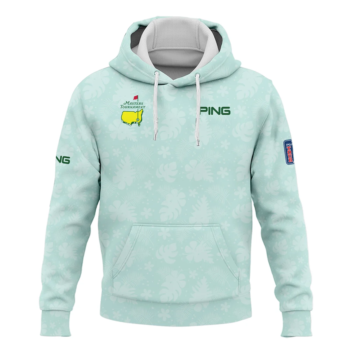 Ping Masters Tournament Sports Hoodie Shirt Green Pastel Floral Hawaiian Pattern All Over Print Hoodie Shirt