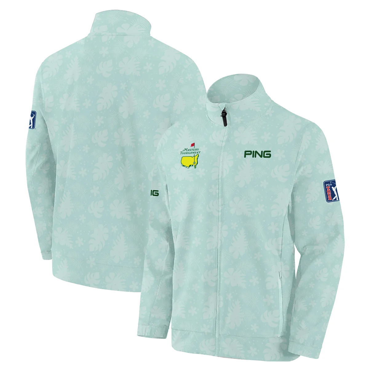 Ping Masters Tournament Sports Stand Colar Jacket Green Pastel Floral Hawaiian Pattern All Over Print Stand Colar Jacket