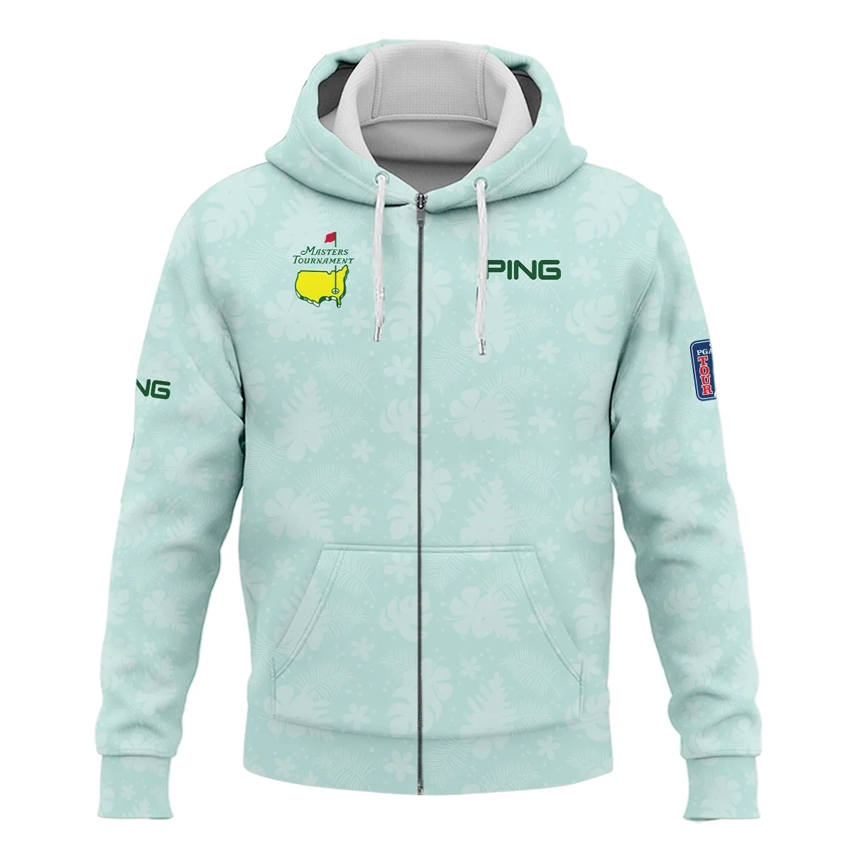 Ping Masters Tournament Sports Zipper Hoodie Shirt Green Pastel Floral Hawaiian Pattern All Over Print Zipper Hoodie Shirt