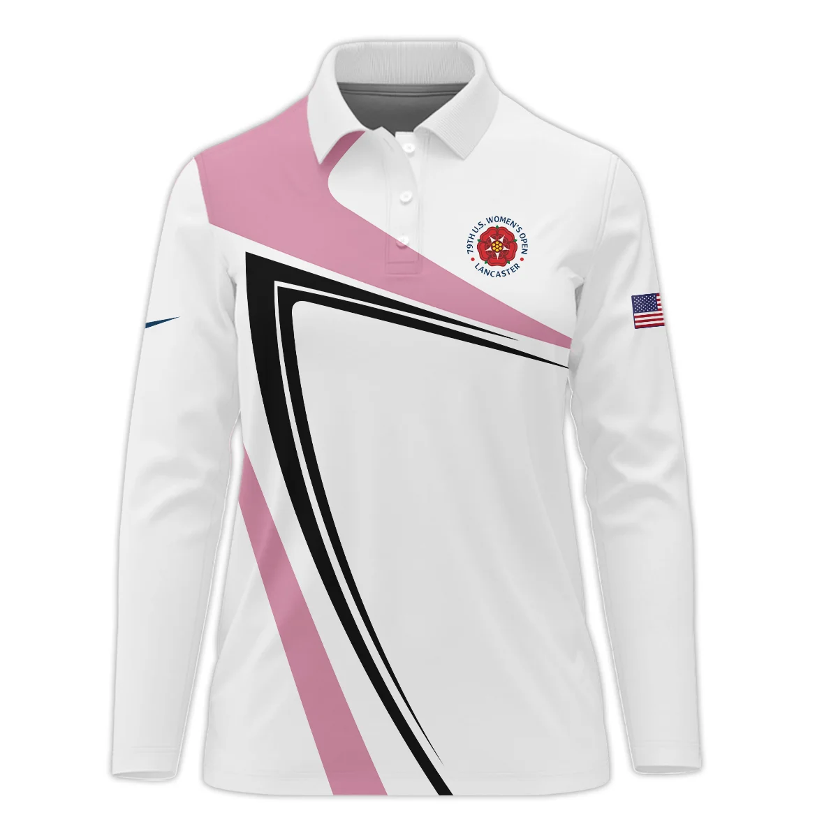 Pink Black Golf Pattern 79th U.S. Women’s Open Lancaster Nike Long Polo Shirt