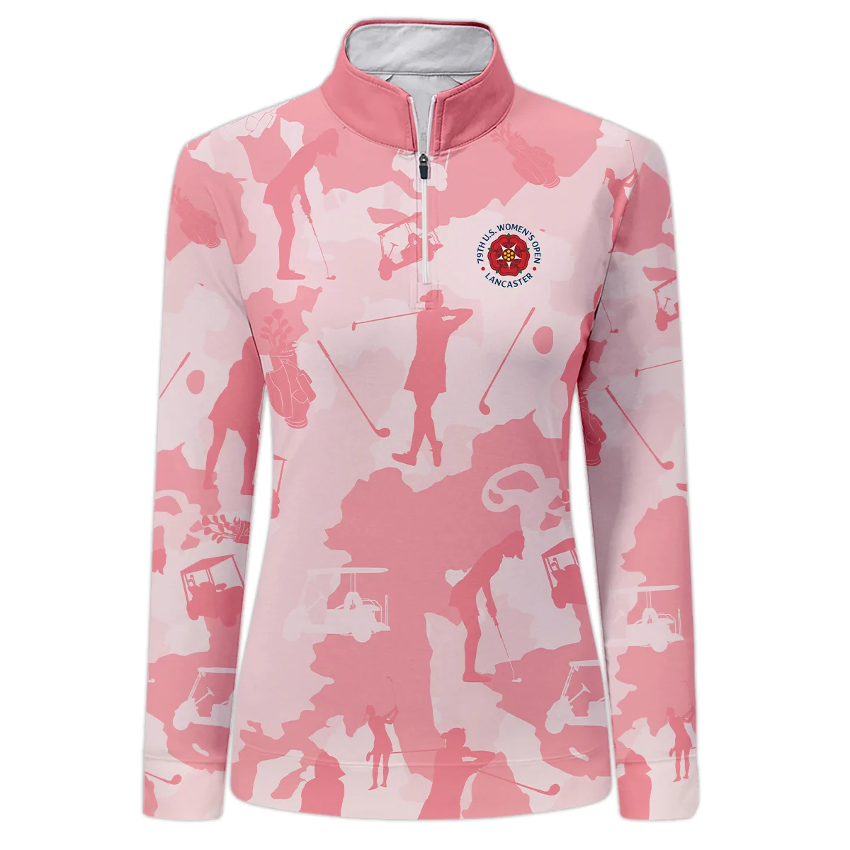 Pink Color Camo 79th U.S. Women’s Open Lancaster Quarter-Zip Women Pink Color All Over Print Quarter-Zip For Woman