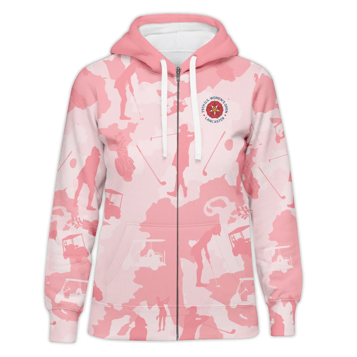 Pink Color Camo 79th U.S. Women’s Open Lancaster Zipper Hoodie Shirt Pink Color All Over Print Zipper Hoodie Shirt