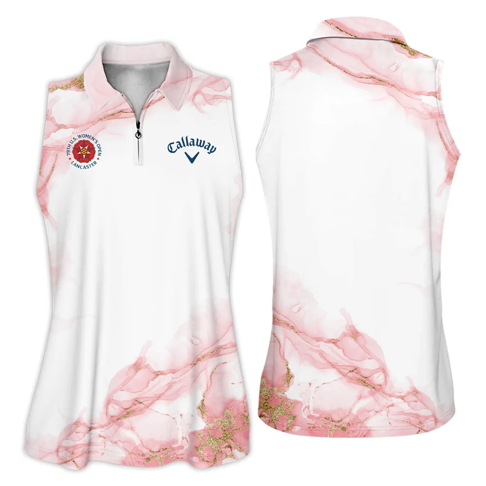 Pink Gold Marble 79th U.s. Women Open Lancaster, Callaway Zipper Sleeveless Polo Shirt Golf Sport Zipper Sleeveless Polo Shirt