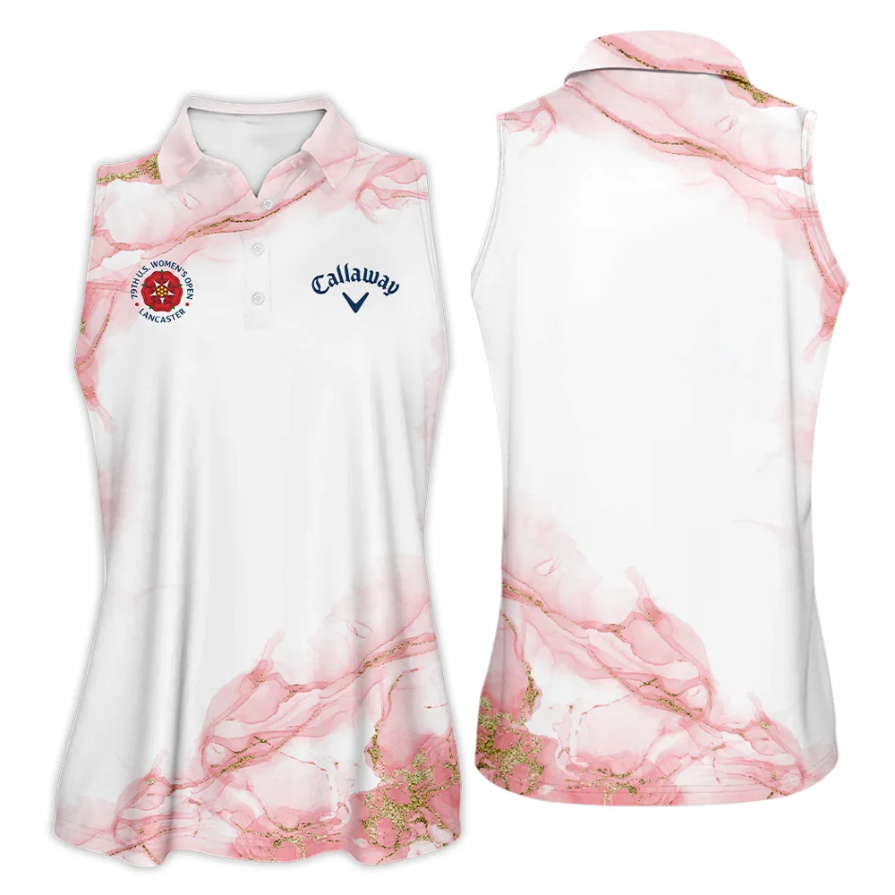 Pink Gold Marble 79th U.S. Women’s Open Lancaster Callaway Sleeveless Polo Shirt Golf Sport All Over Print Sleeveless Polo Shirt For Woman