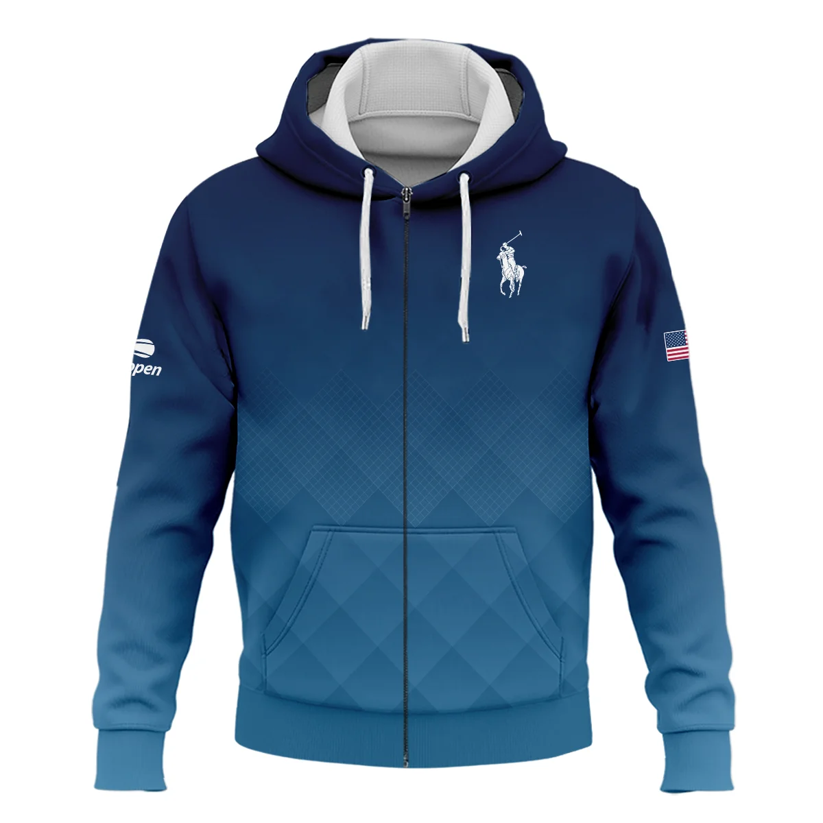 Ralph Lauren Blue Abstract Background US Open Tennis Champions Zipper Hoodie Shirt Style Classic Zipper Hoodie Shirt