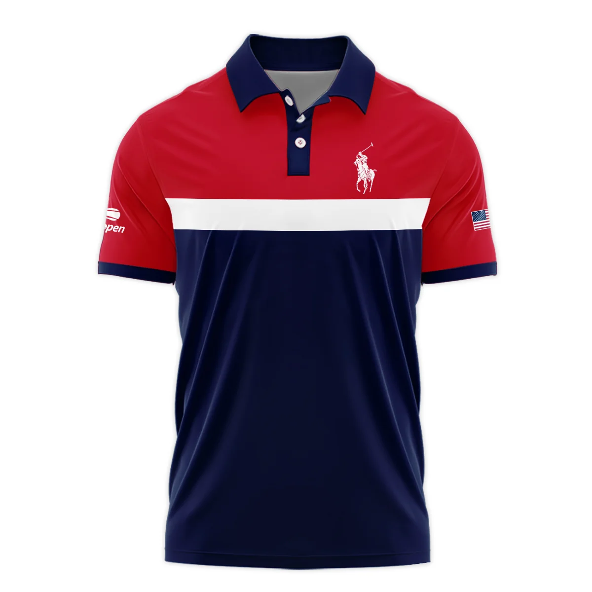 Ralph Lauren Blue Red White Background US Open Tennis Champions Polo Shirt Style Classic Polo Shirt For Men