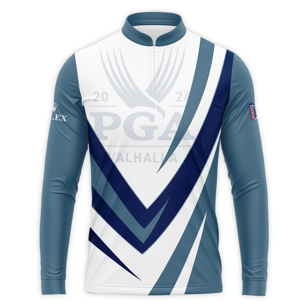 Rolex 2024 PGA Championship Valhalla Dark Moderate Blue White Blue Mandarin collar Quater-Zip Long Sleeve