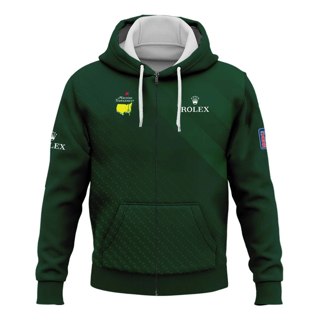 Rolex Gradient Dark Green Abstract Pattern Masters Tournament Zipper Hoodie Shirt Style Classic Zipper Hoodie Shirt