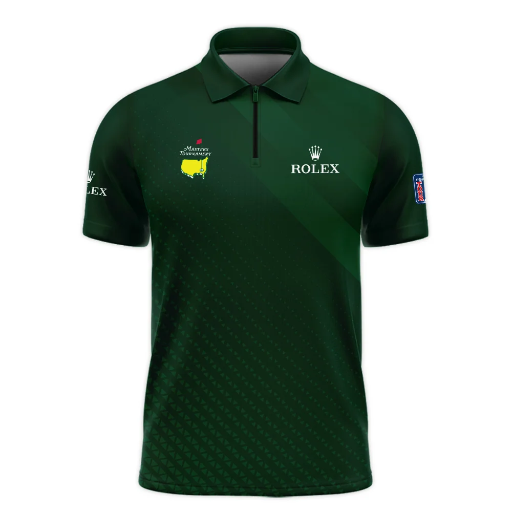 Rolex Gradient Dark Green Abstract Pattern Masters Tournament Zipper Polo Shirt Style Classic Zipper Polo Shirt For Men