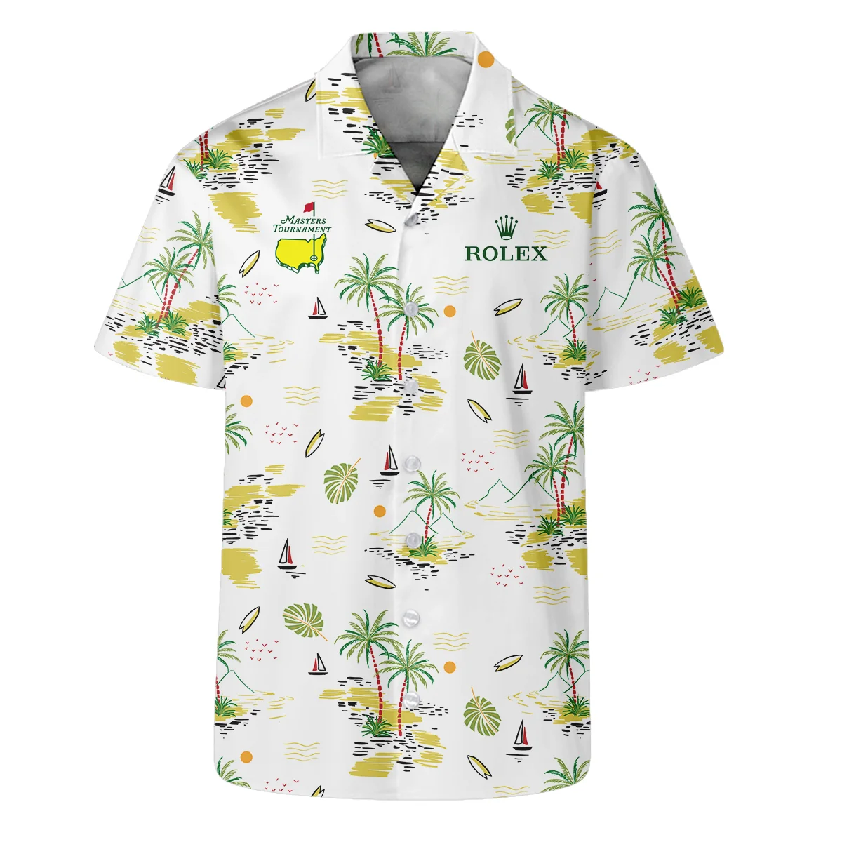 Rolex Landscape With Palm Trees Beach And Oceann Masters Tournament Hawaiian Shirt Style Classic Oversized Hawaiian Shirt