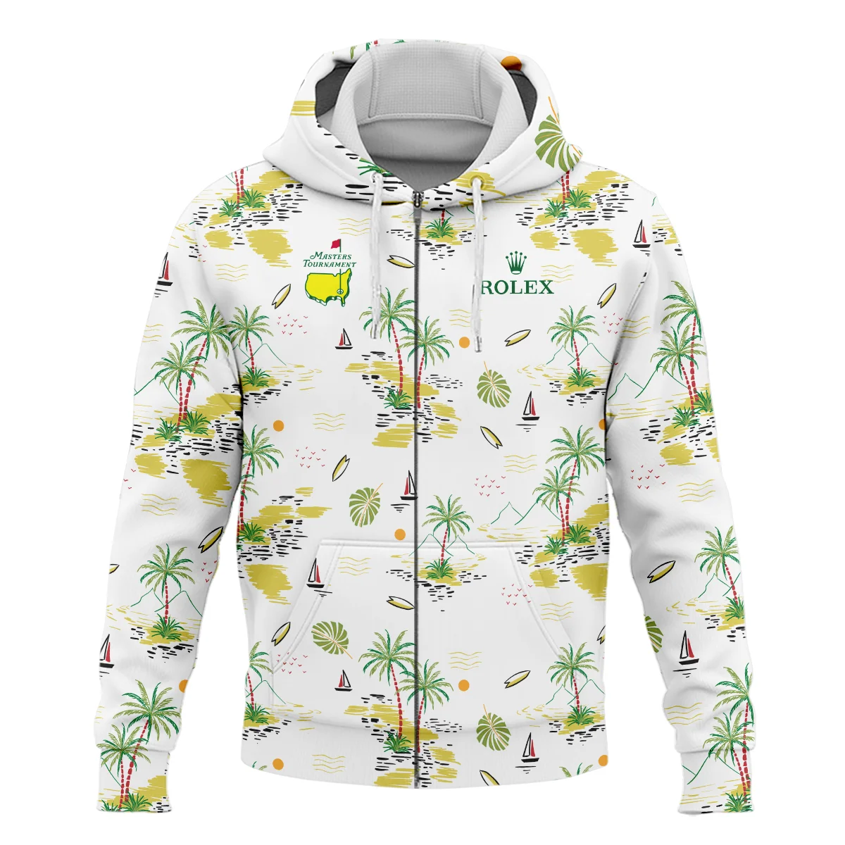 Rolex Landscape With Palm Trees Beach And Oceann Masters Tournament Zipper Hoodie Shirt Style Classic Zipper Hoodie Shirt