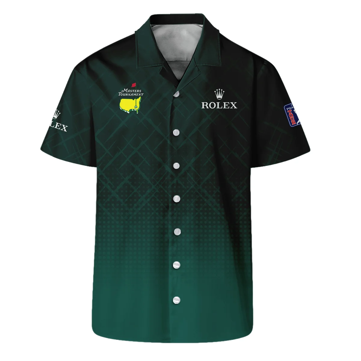 Rolex Masters Tournament Sport Jersey Pattern Dark Green Hawaiian Shirt Style Classic Oversized Hawaiian Shirt