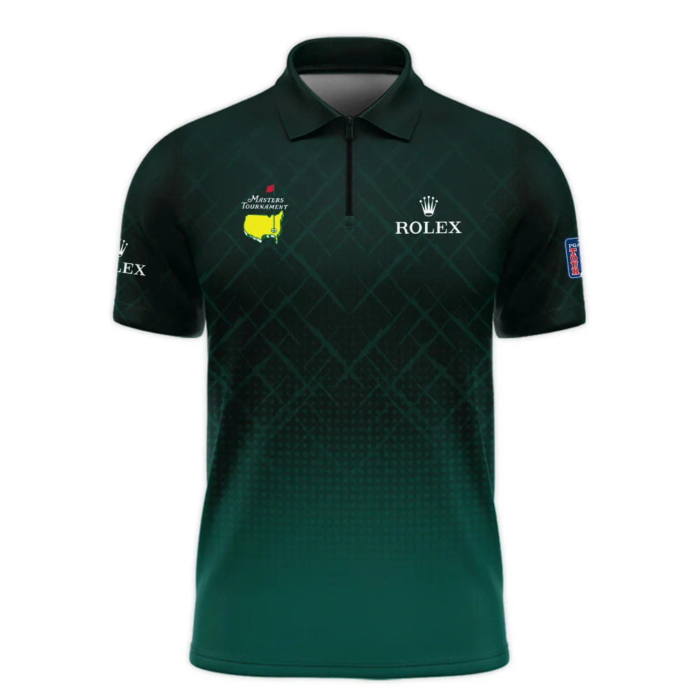 Rolex Masters Tournament Sport Jersey Pattern Dark Green Zipper Polo Shirt Style Classic Zipper Polo Shirt For Men