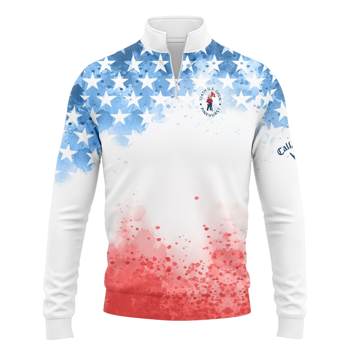 Special Version 124th U.S. Open Pinehurst Callaway Quarter-Zip Jacket Watercolor Blue Red Stars Quarter-Zip Jacket