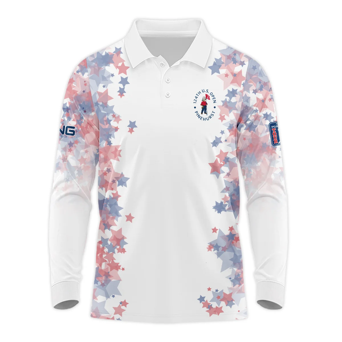 Special Version 124th U.S. Open Pinehurst Ping Long Polo Shirt Coloured Stars Long Polo Shirt For Men