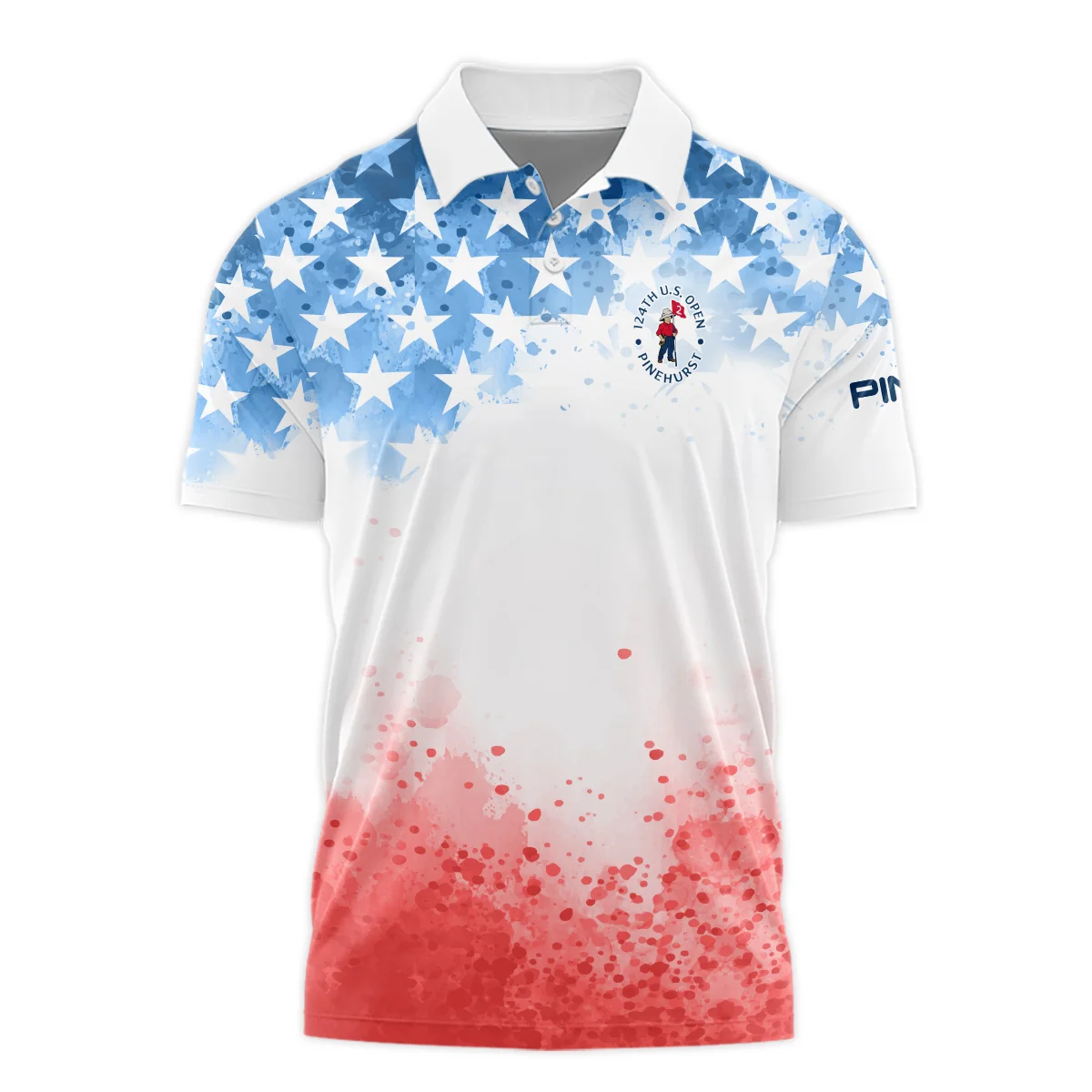 Special Version 124th U.S. Open Pinehurst Ping Polo Shirt Watercolor Blue Red Stars Polo Shirt For Men