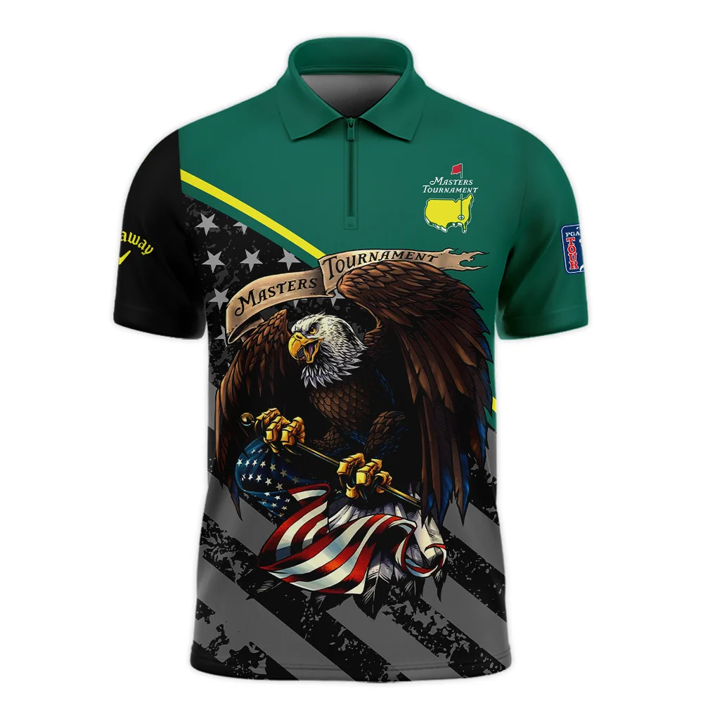 Special Version Golf Masters Tournament Callaway Zipper Polo Shirt Egale USA Green Color Golf Sports All Over Print Zipper Polo Shirt For Men