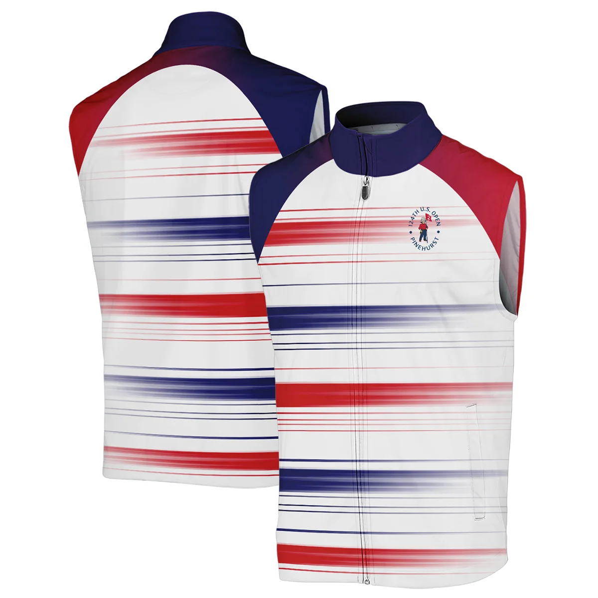 Sport Ping 124th U.S. Open Pinehurst Sleeveless Jacket Straight Lines Blue Red Sleeveless Jacket