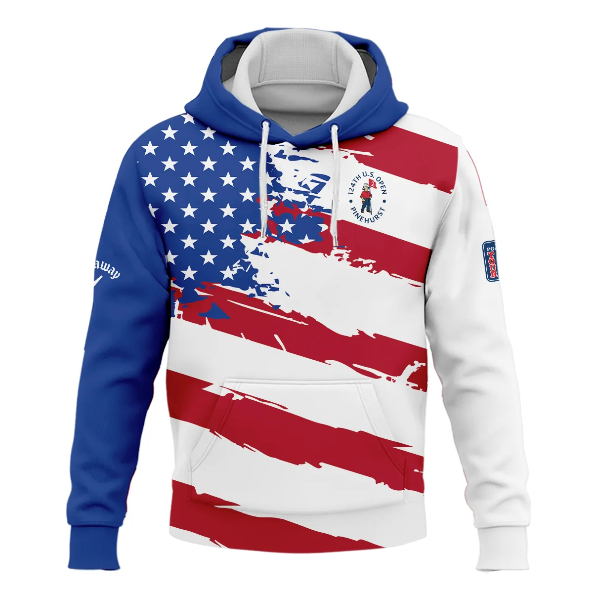 Sports Callaway 124th U.S. Open Pinehurst Hoodie Shirt USA Flag Grunge White All Over Print Hoodie Shirt