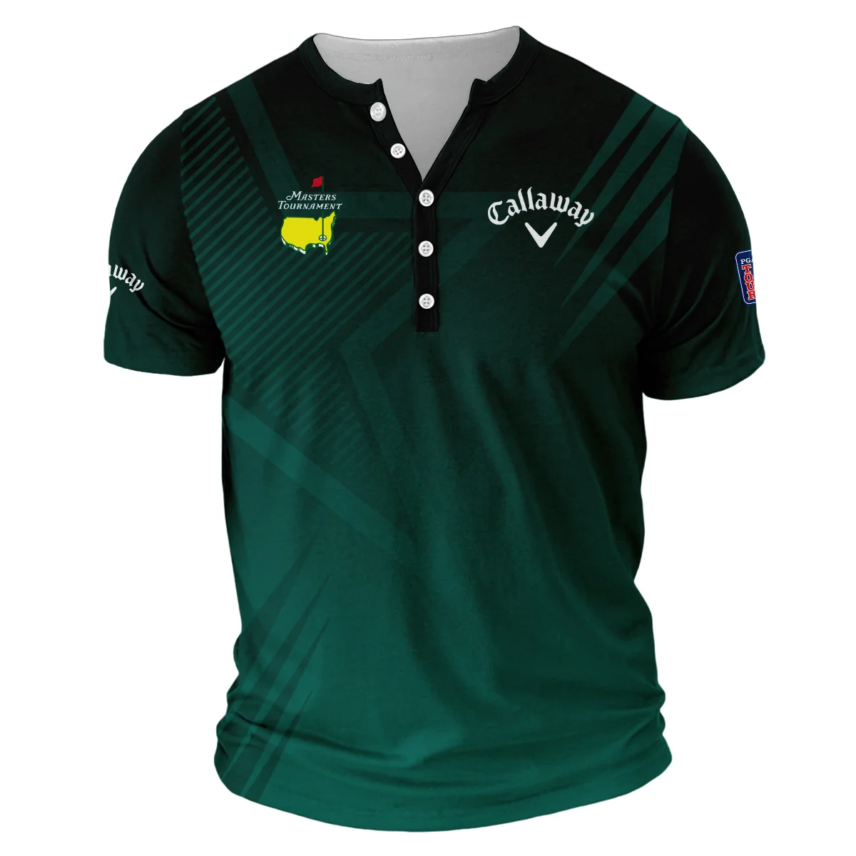 Sports Callaway Masters Tournament Sleeveless Jacket Star Pattern Dark Green Gradient Golf V-Neck Button up Henley Shirts Style Classic