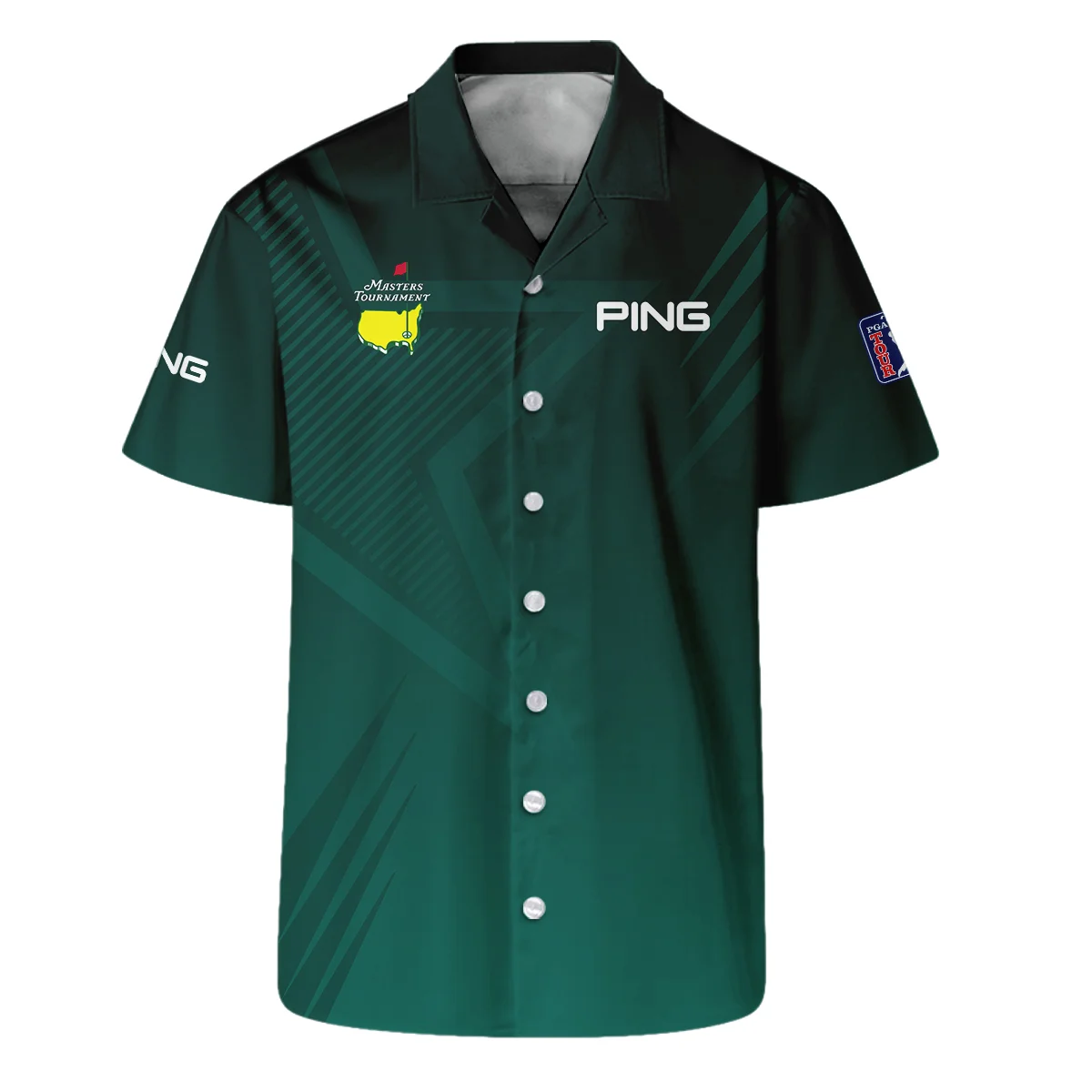 Sports Ping Masters Tournament Hawaiian Shirt Star Pattern Dark Green Gradient Golf Oversized Hawaiian Shirt