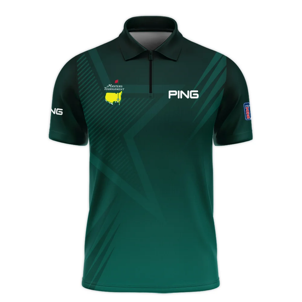 Sports Ping Masters Tournament Zipper Polo Shirt Star Pattern Dark Green Gradient Golf Zipper Polo Shirt For Men