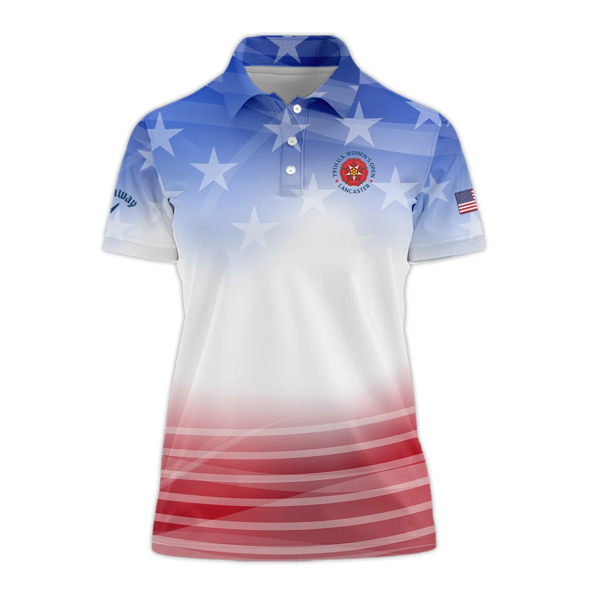 Star White Blue Red Background Callaway 79th U.S. Women’s Open Lancaster Short Polo Shirt