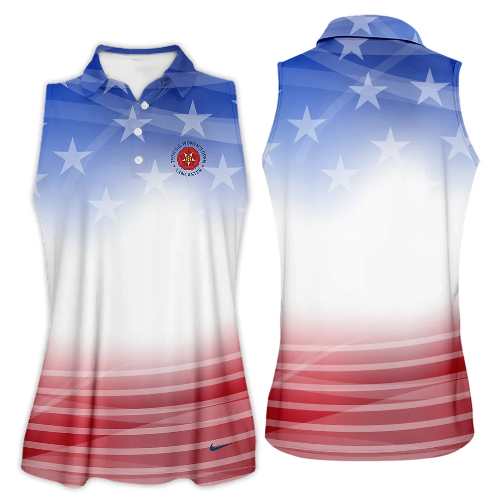 Star White Blue Red Background Nike 79th U.S. Women’s Open Lancaster Sleeveless Polo Shirt