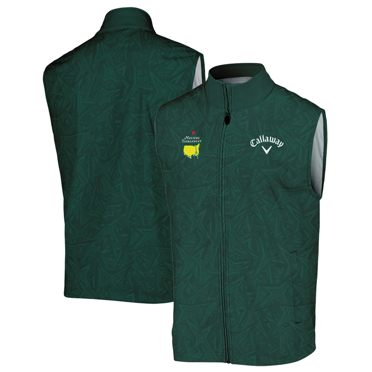 Stars Dark Green Abstract Sport Masters Tournament Callaway Sleeveless Jacket Style Classic Sleeveless Jacket