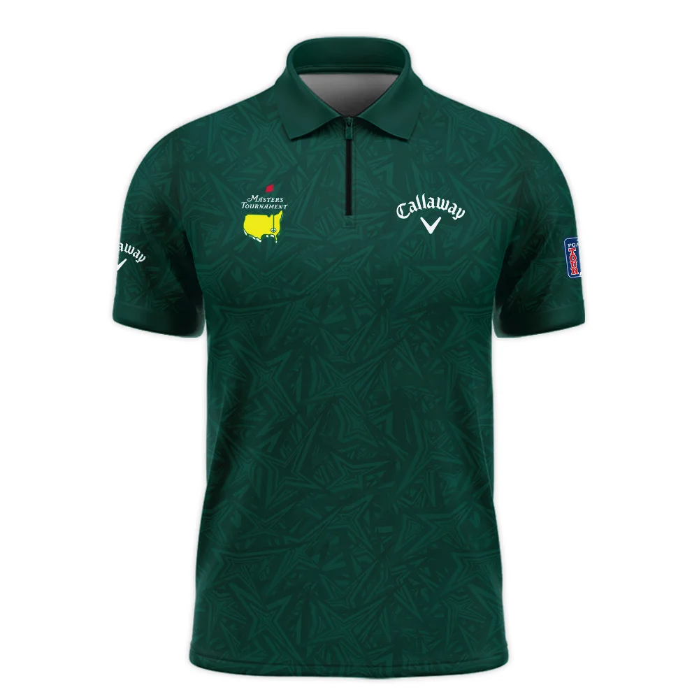 Stars Dark Green Abstract Sport Masters Tournament Callaway Zipper Polo Shirt Style Classic Zipper Polo Shirt For Men